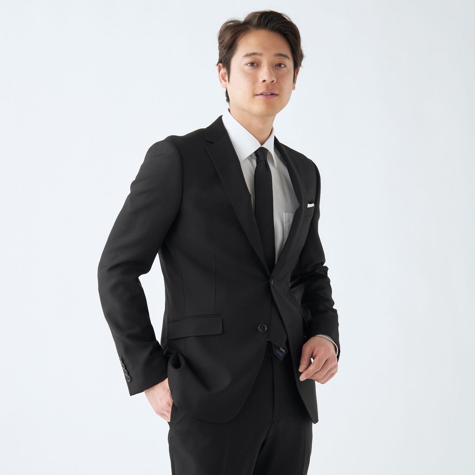 【発送在庫あり】【NEW-X】【年間】【フォーマル対応可】 2釦シングルスーツ 0タック/ブラック×ソリッド/LIMITED EDITION/Premium Black/※裾上げ必要
