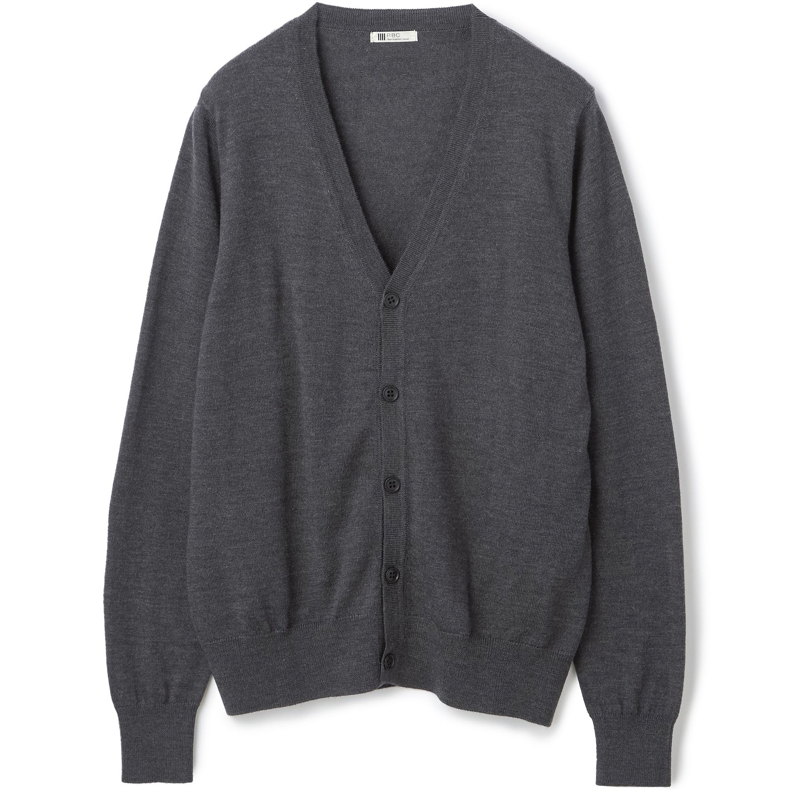 【RBC】【秋冬】ウール100%ニットカーディガン/グレー/ZEGNA BARUFFA/マシンウォッシャブル