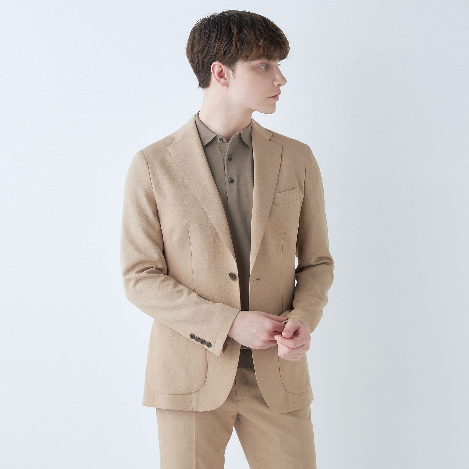 【5DAYS CLOSET】【RBC】【春夏】2釦シングルジャケット/ベージュ/パッチポケット/4S SUSTAINABILITY&ECOLOGY FABRIC