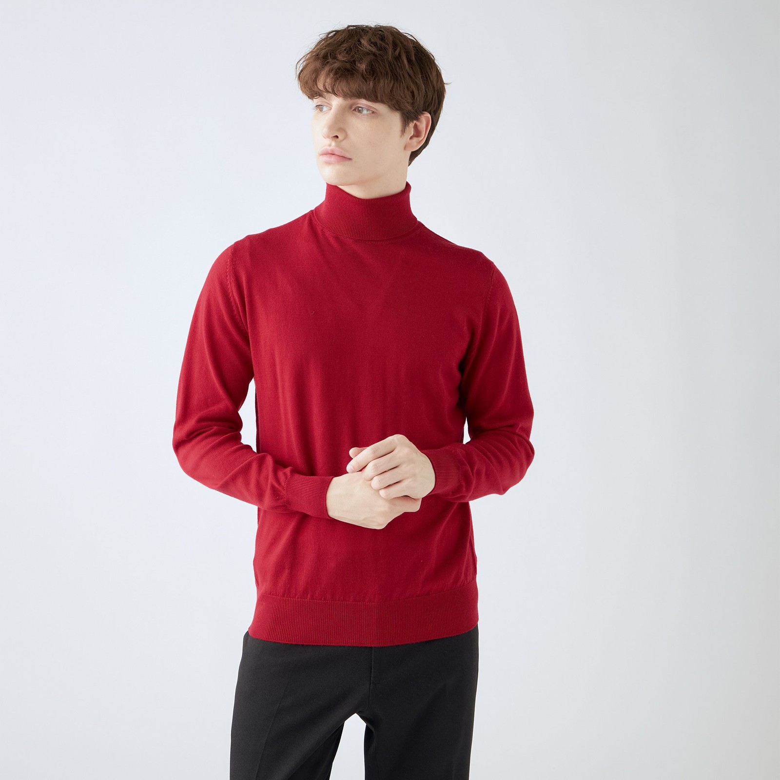 【RBC】【秋冬】ウールタートルネックニットセーター/レッド/ZEGNA BARUFFA/マシンウォッシャブル