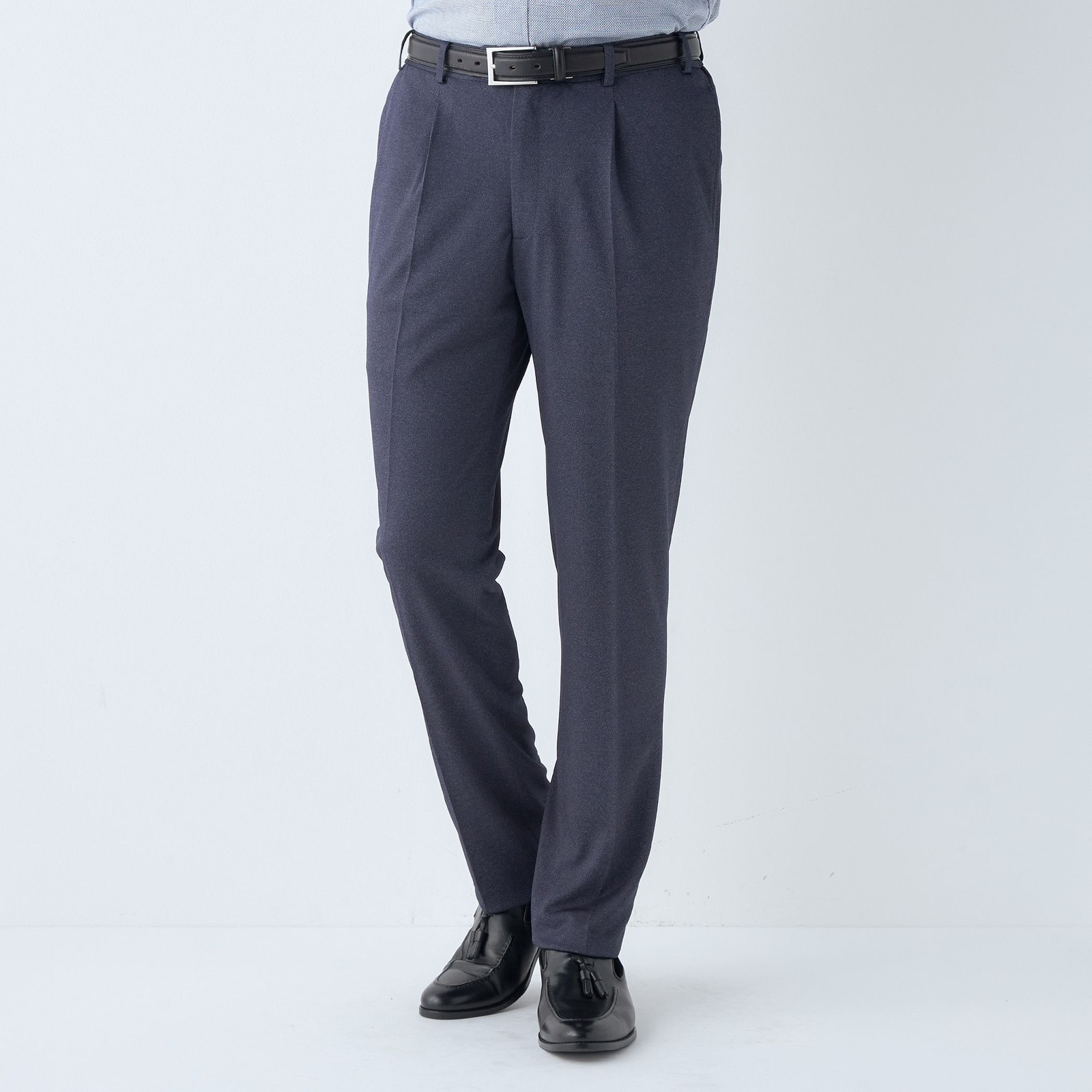 【CLASSICO TAPERED】【春夏】1タックテーパードパンツ/ネイビー/ウエストシャーリング/4S SUSTAINABILITY&ECOLOGY FABRIC/※裾上げ必要
