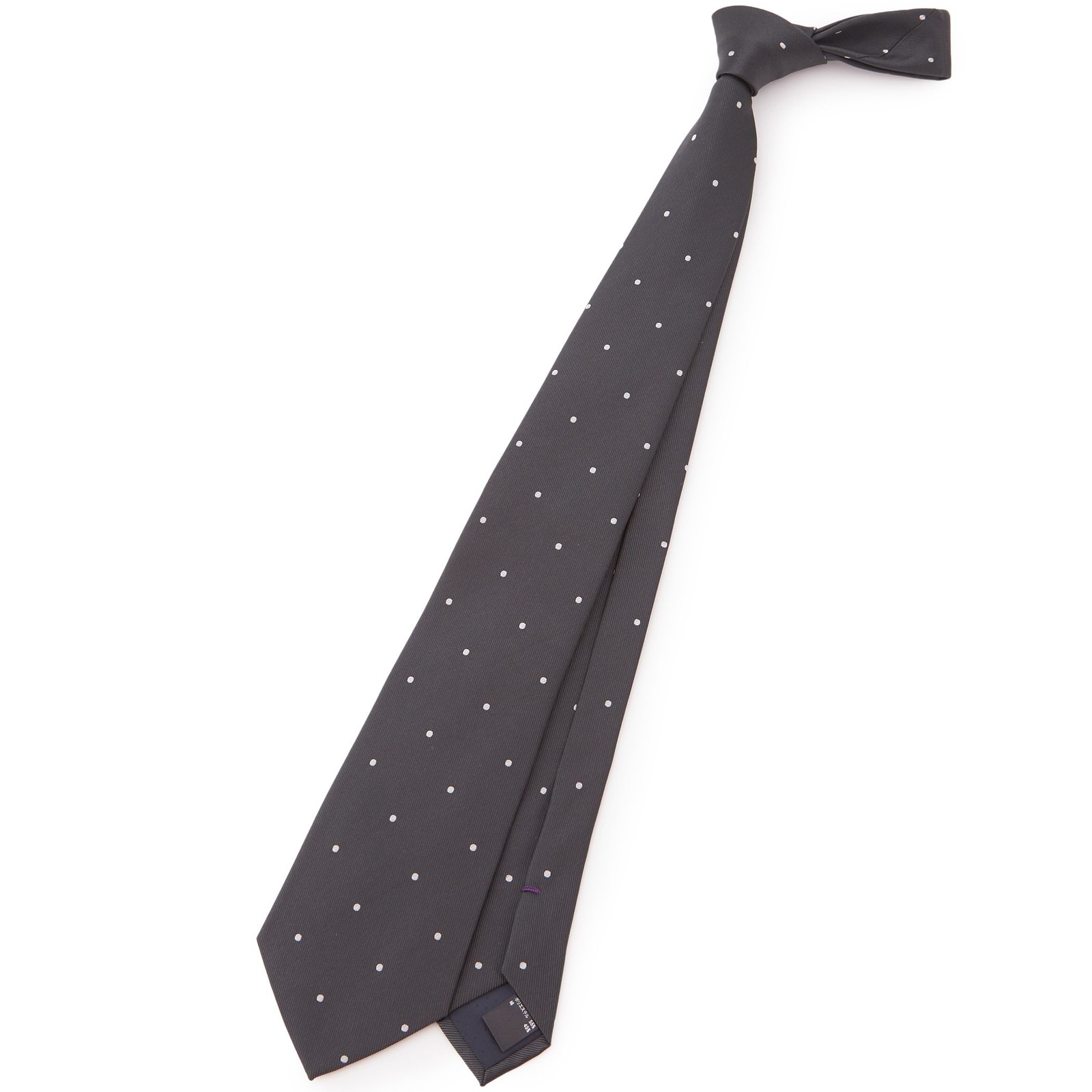 【BLACK LINE】シルクブレンドドットネクタイ 7.5cm幅/グレー