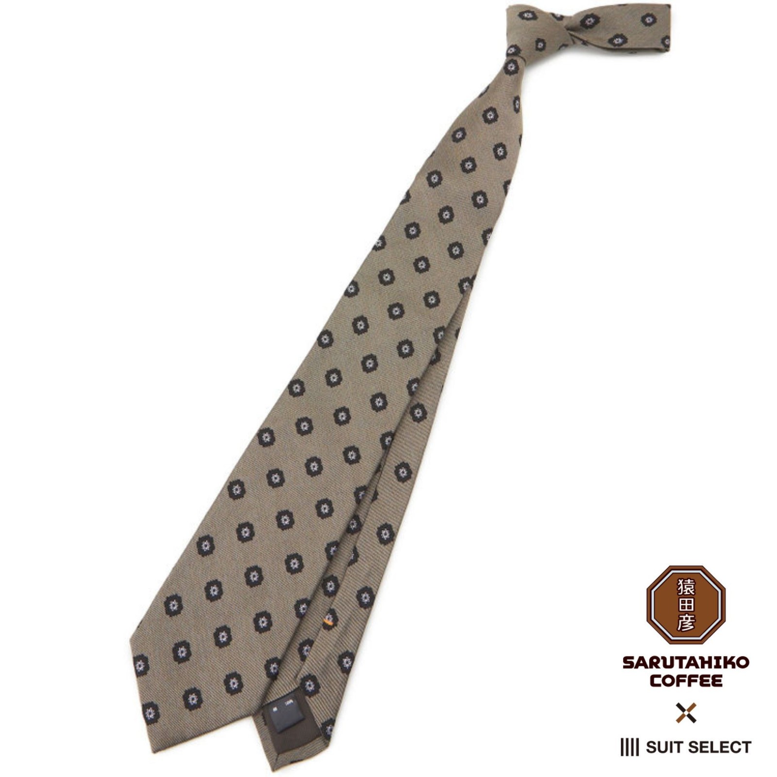 【SILVER LINE】シルク小紋ネクタイ 8.5cm幅/グレー/SARUTAHIKO COFFEE