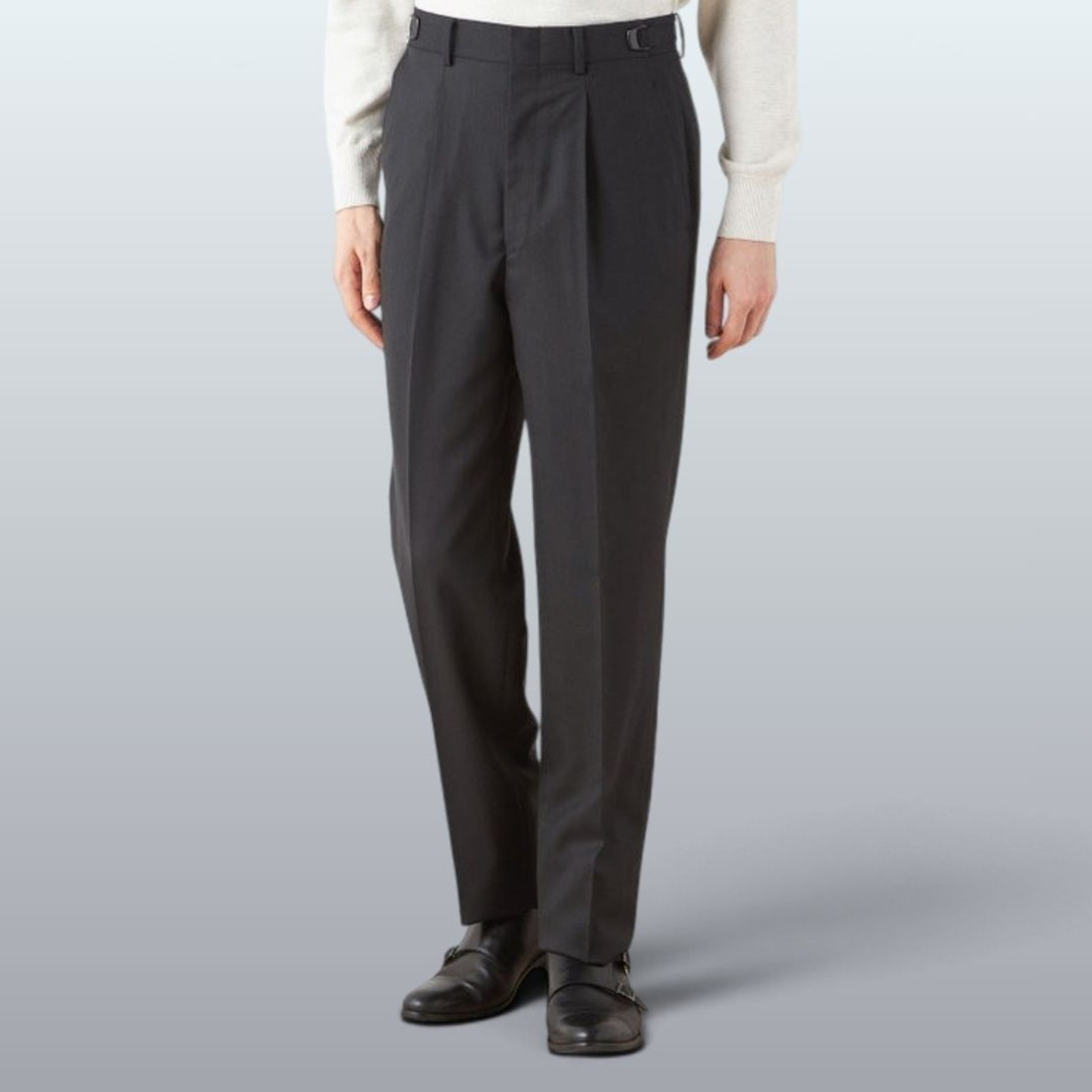 【WIDE PANTS SUIT】【秋冬】1タックワイドシルエットパンツ/ダークグレー/NEW ZEALAND WOOL MIX/※裾上げ必要