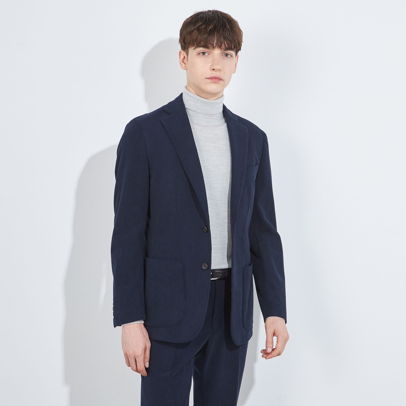 【5DAYS CLOSET】【RBC】【秋冬】2釦ジャケット/ネイビー×コーデュロイ/パッチポケット/4S SUSTAINABILITY&ECOLOGY FABRIC
