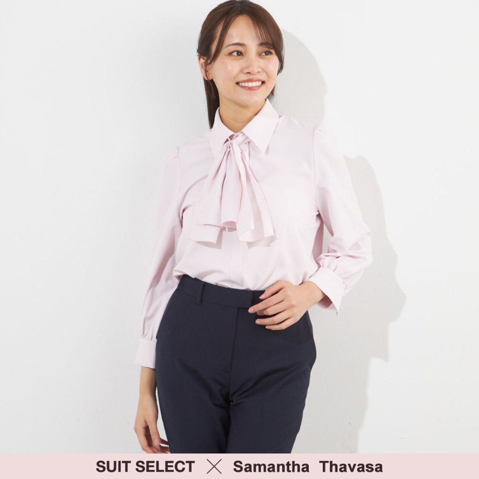 【SUIT SELECT×Samantha Thavasa】【長袖】2WAYボウタイブラウス/ピンク