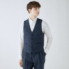 【CLASSICO TAPERED】【秋冬】ジレ(ベスト)/ネイビー×チェック+ツイード/Harris Tweed hand woven in the outer hebrides of scotland