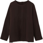【WEB限定/OUTLET/汚れ・キズ等有】【SL/9分袖】ラウンドネックピンタックブラウス/ブラウン