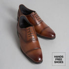 【発送在庫あり】靴べら不要！ハンズフリー仕様/ストレートチップ/ブラウン