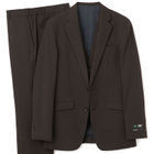 【SLIM TAPERED_2】【秋冬】2釦シングルスリーピーススーツ 0タック/ブラウン×チェック/ウエストシャーリング/4S SUSTAINABILITY&ECOLOGY FABRIC/※パンツ裾上げ済仕様