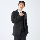 スーツセレクト 3ピース スーツ ストライプ ブラック A5 背抜き フォーマル SLIM TAPERED_2】【春夏】2釦シングルスーツ 0タック/ネイビー