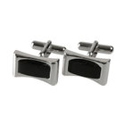 スクエアカフスボタン/シルバー＆ブラック