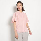 【半袖】バンドカラーブラウス/ピンク/「ストレッチ」「通気性」「吸水・速乾」「環境負荷軽減」
