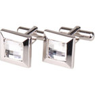 スクエアカフスボタン/シルバー＆クリア