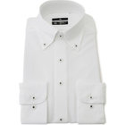 【発送在庫あり】【WEB限定】【BLACK LINE】ボタンダウンワイシャツ/ホワイト×ドビー/釦付糸：ネイビー/「4S」スーパーノンアイロン・ストレッチ