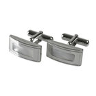 スクエアカフスボタン/シルバー+ホワイト