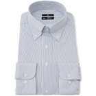 【発送在庫あり】【WEB限定】【BLACK LINE】ボタンダウンワイシャツ/ホワイト×ネイビーストライプ/「4S」スーパーノンアイロン・ストレッチ