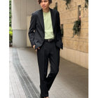 【WEB限定/OUTLET】【RBC】【春夏】コーディネートパンツ付き/ワイドラペル2釦シングルスーツ 1タック/ブラック×シアサッカー+グレーブラウンパンツ/ウエストシャーリング/ウォッシャブル/※パンツ裾上げ済仕様