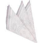 【WEB限定/OUTLET】リネンポケットチーフ/ホワイト×グレーペイズリー＆トリミング