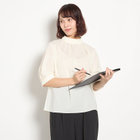 【5分袖】ハイネックブラウス/アイボリー