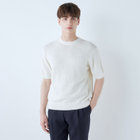 【RBC】【半袖】リネンコットンブレンドクルーネックニット/ホワイト