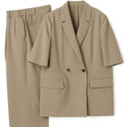 【RELAX WIDE】【春夏】 2釦1掛けダブルジャケットワイドパンツスーツ/ベージュ/4S SUSTAINABILITY&ECOLOGY FABRIC/※パンツ裾上げ済仕様