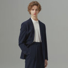 【BLACK LINE】【春夏】2釦シングルジャケット/ネイビー×シアサッカー/NEW ZEALAND WOOL MIX Super100’s