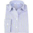 【WEB限定/OUTLET】【SL/7分袖】スキッパーワンピースカラーブラウス/ブルー＆ホワイト×ストライプ/SUSTAINABLE・TOUGH BUTTON・NON IRON