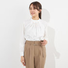 【SILVER LINE/長袖】アクセ付きブラウス/ホワイト