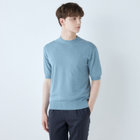 【WEB限定/OUTLET/汚れ・キズ等有】【RBC】【半袖】和紙コットンブレンドクルーネックニットシャツ/ブルー