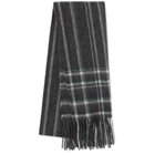 ウールカシミヤマフラー/グレー×チェック/ウォシャブル/30cm×170cm