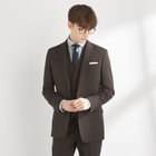 【SLIM TAPERED_2】【秋冬】2釦シングルスリーピーススーツ 0タック/ブラウン×チェック/ウエストシャーリング/4S SUSTAINABILITY&ECOLOGY FABRIC/※パンツ裾上げ済仕様