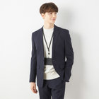 【WEB限定/OUTLET/汚れ・キズ等有】【SLIM TAPERED_2】【年間】2釦シングルテーパードパンツスーツ 0タック/ネイビー×シャドーストライプ/ウエストシャーリング/4S/※パンツ裾上げ済仕様※ステッチほつれ