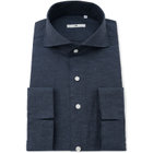 SILVER LINE/七分袖】ホリゾンタルワイドカラーワイシャツ/ネイビー