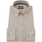 【発送在庫あり】【WEB限定】【BLACK LINE】ボタンダウンワイシャツ/ブラウン×ホワイトストライプ/「4S」スーパーノンアイロン・ストレッチ