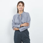 【SILVER LINE/長袖】リボン付きブラウス/グレー