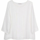 【WEB限定/OUTLET】【SL/7分袖】クルーネック/フロントタックプリーツカットソー/ホワイト