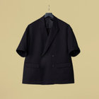 「TailoredCasual」【春夏】ダブルブレストシャツジャケット/ブラック