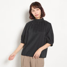 【5分袖】ハイネックブラウス/ブラック
