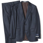 【CLASSICO TAPERED】【秋冬】2釦シングルスーツ 1タック/ネイビー×メランジ調ハウンドトゥース柄/ウエストムーブ/Ermenegildo Zegna Traveller /※裾上げ必要