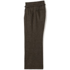 【SILVER LINE】【秋冬】ワイドパンツ共生地ベルト付/ ブラウン×再生ウールシャンブレーツイード ※裾上げ済み仕様