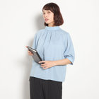 【5分袖】ハイネックブラウス/ブルー