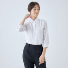 【SL/7分袖】レギュラーワンピースカラーブラウス/ホワイト×ドビーツイル/TOUGH BUTTON・NON IRON
