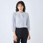 【WEB限定/OUTLET/汚れ・キズ等有】【SL/7分袖】配色切り替えバンドカラープルオーバー/グレー/「ウォッシャブル可能」「2WAYストレッチ」「防シワ」「UV加工」「接触冷感」