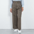 【SILVER LINE】【秋冬】共生地ベルト付きワイドパンツ/ブラウン×チェック/裾上げ済仕様