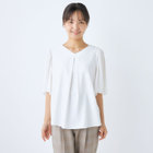 【WEB限定/OUTLET/汚れ・キズ等有】【SILVER LINE/5分袖】プリーツフレアスリーブプルオーバー/ホワイト