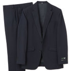 【SLIM TAPERED_2】【秋冬】2釦シングルスリーピーススーツ 0タック/ネイビー×チェック/ウエストシャーリング/4S SUSTAINABILITY&ECOLOGY FABRIC/※パンツ裾上げ済仕様