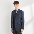 【SLIM TAPERED_2】【秋冬】2釦シングルスリーピーススーツ 0タック/ネイビー×シャドーストライプ/ウエストシャーリング/4S SUSTAINABILITY&ECOLOGY FABRIC/※パンツ裾上げ済仕様