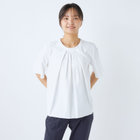 【WEB限定/OUTLET/汚れ・キズ等有】【SILVER LINE/5分袖】2WAYチェーンビジュー付きプルオーバー/ホワイト