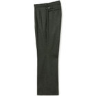 【Take.it.easy】2タックワイドパンツ/カーキ×フランネルニット/※裾上げ必要